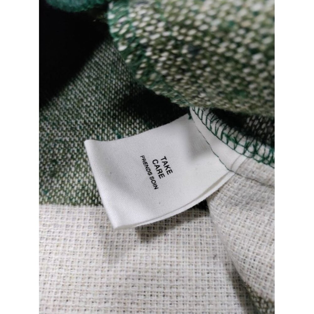 Avec Les Filles Green White Buffalo Plaid Wool Blend Shacket Overshirt - Picture 10 of 13